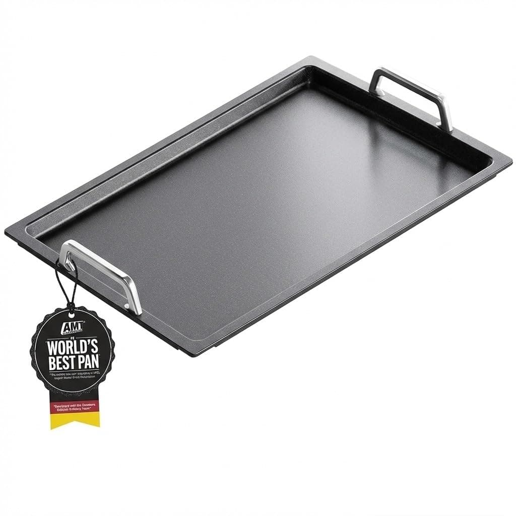 AMT Gastroguss Professional Grill Plate, 20.9 x 13 in, 0.8 in deep, Stainless Steel Handles