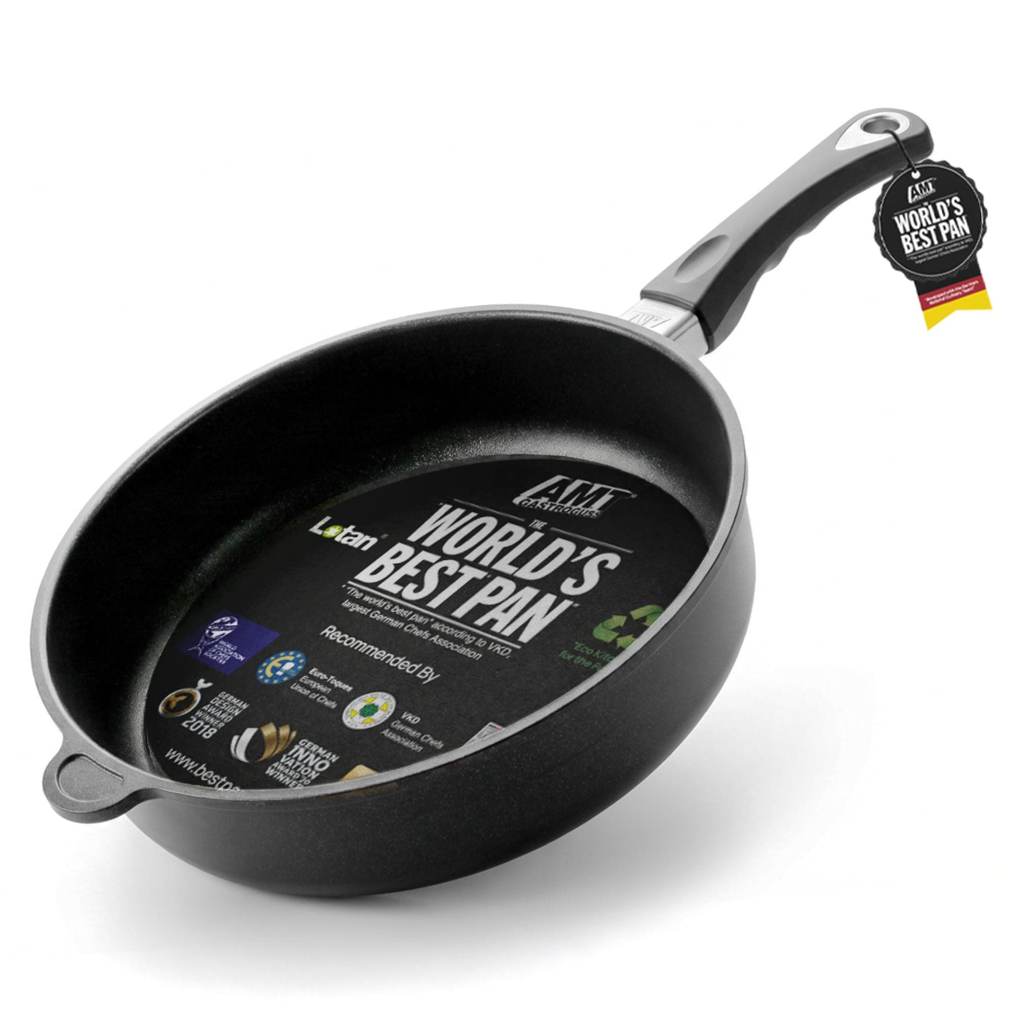 AMT Gastroguss Casserole Frying Pan Induction, 11 inch, 2.8 inch deep, Die-Cast Aluminum Deep Skillet