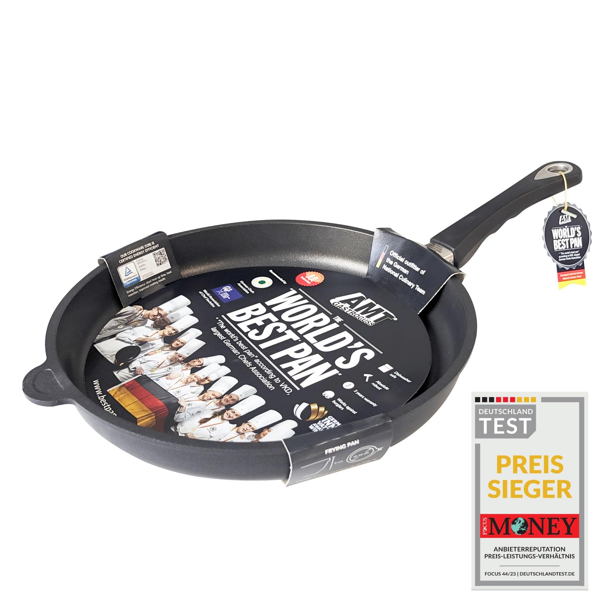 AMT Gastroguss Frying Pan Induction, 12.6 inch, 2 inch deep, Die-Cast Aluminum Large Skillet