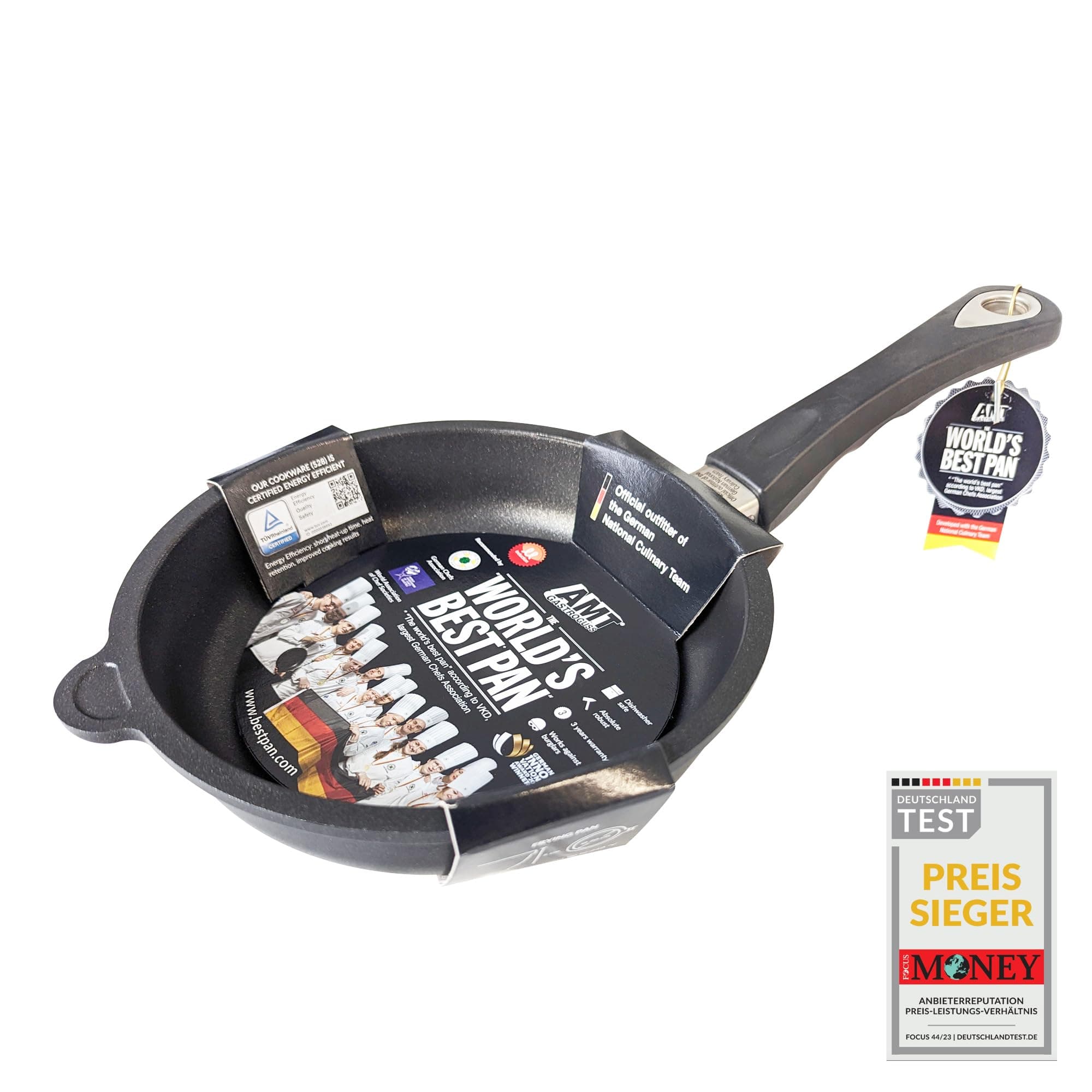 AMT Gastroguss Frying Pan Induction, 8 inch, 2 inch deep, Die-Cast Aluminum Skillet, Induction Stovetop
