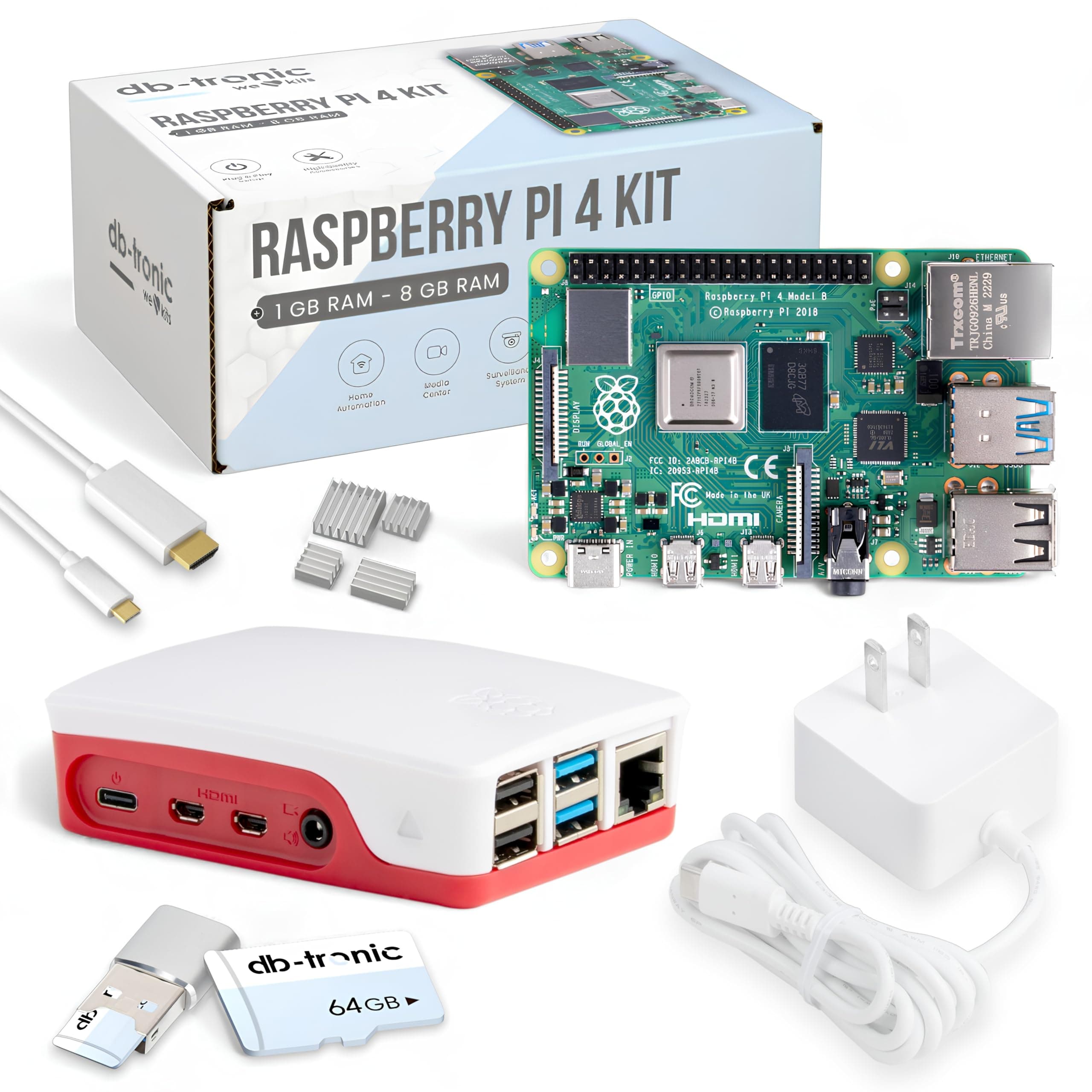 Raspberry Pi 4 4GB Starter Kit | 64GB Edition | Oficial USB-C Power Supply | Oficial Case